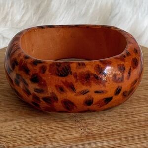 EUC Chunky Asymmetrical Leopard Resin Bangle